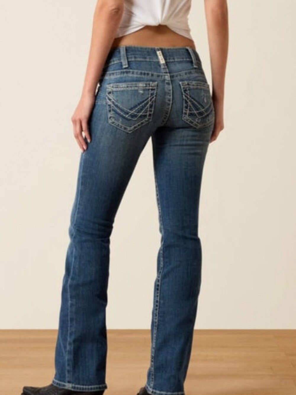 Classic Mid- Rise Bootcut Jeans in Denim Blue